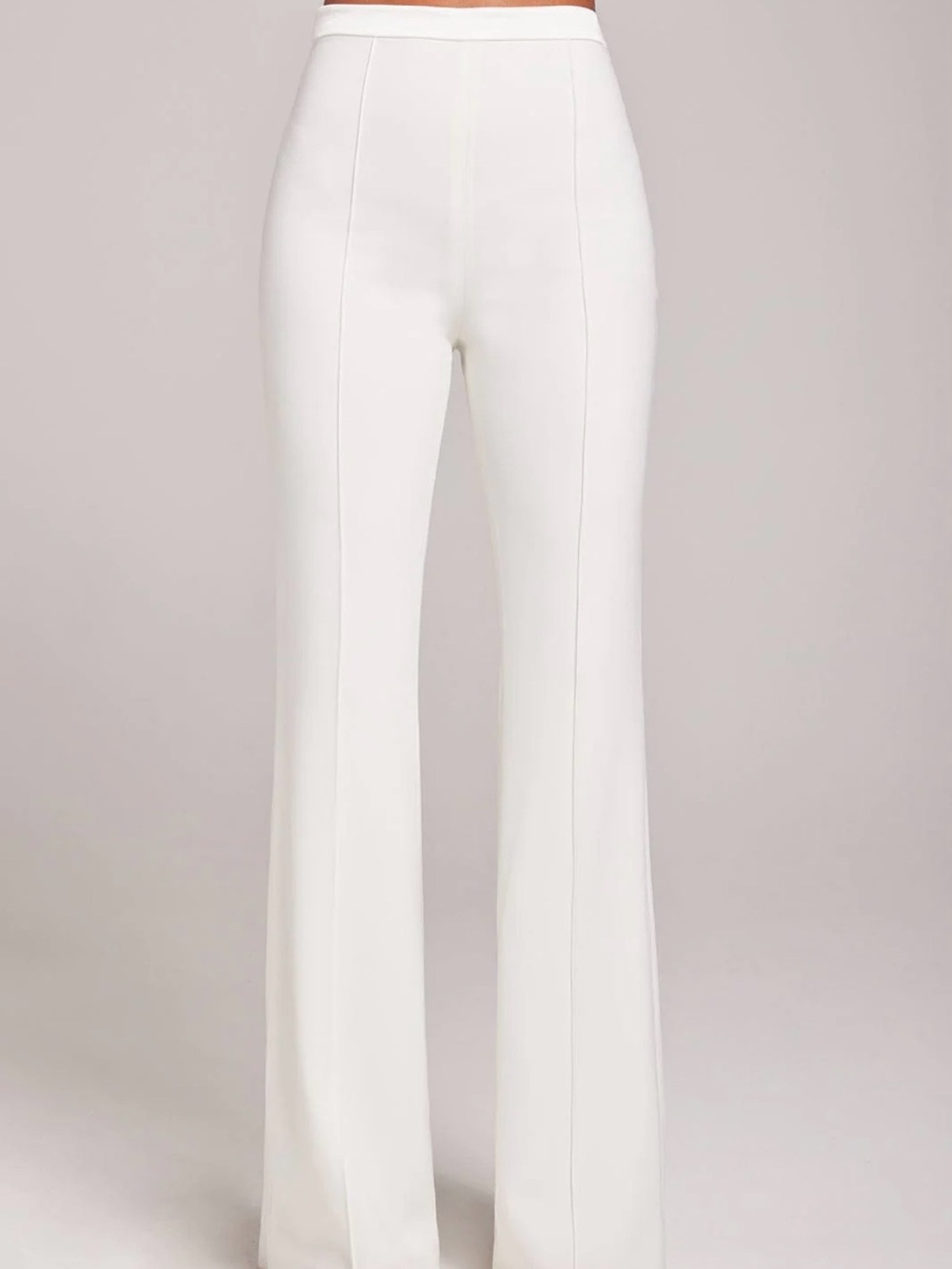 NADINE MERABI White High-Waist Flared Trousers
